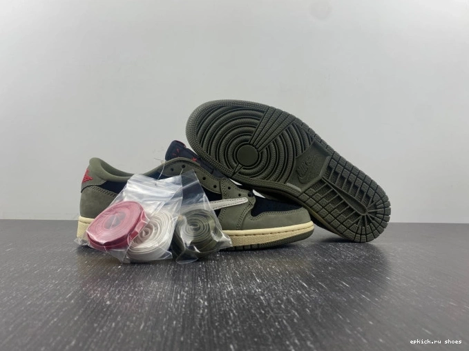 Rep SCOTT 1 X LOW DM7866-002 JORDAN TRAVIS OLIVE' SP 'BLACK OG AIR 0728